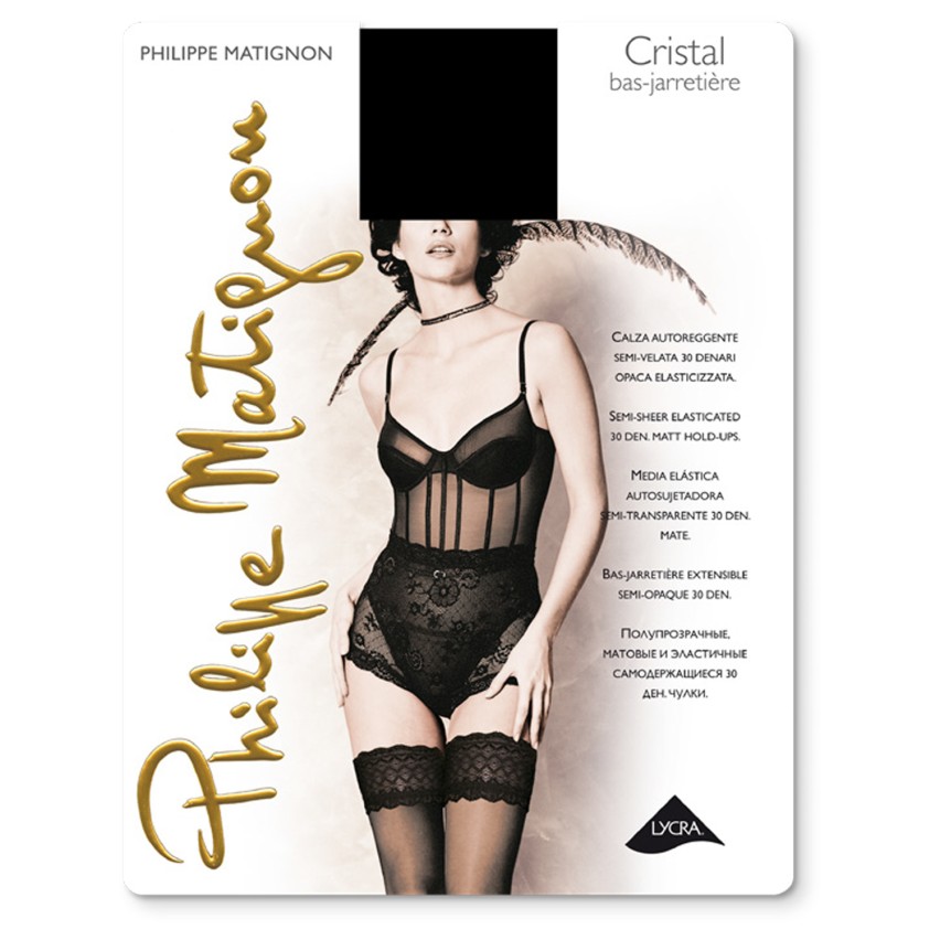 Autoreggente Philippe Matignon Cristal 30 Bas-Jarretière balza pizzo