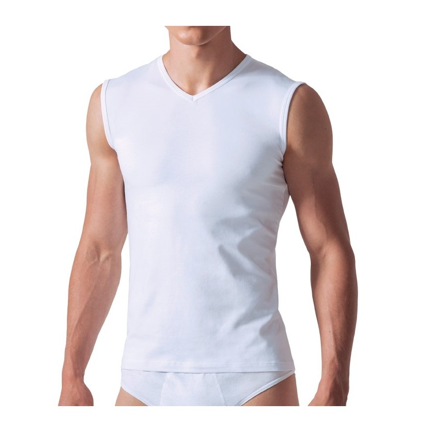 Maglia Rossoporpora CU005 smanicato a V in cotone 3 pz