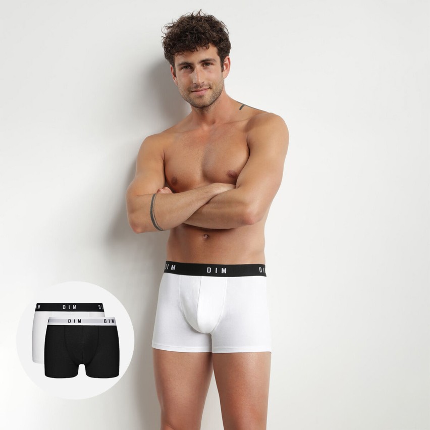 Boxer Dim D0ARL cotone elasticizzato nero+bianco 2 pz