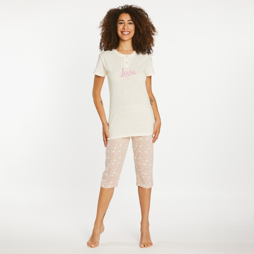 Pigiama donna estivo 100% cotone con pantalone capri Nazareno Gabrielli D3048