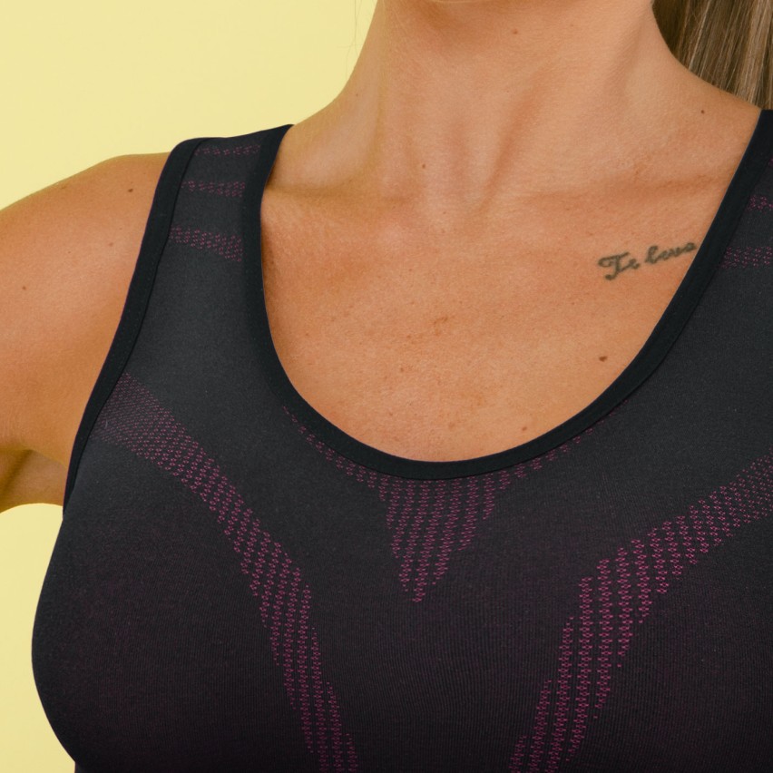Canotta donna sportiva Jadea Fitness 212685 traspirante nero / fuxia