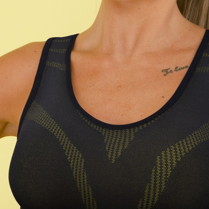 Reggiseno top sportivo Jadea fitness 110985 traspirante nero / lime