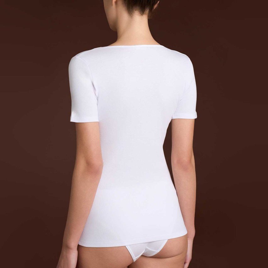 Maglia donna maniche corte thermo cotton pizzo Ragno DM44A7