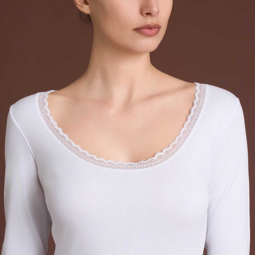 Maglia donna manica lunga pizzo e thermo cotton Ragno DM44A9