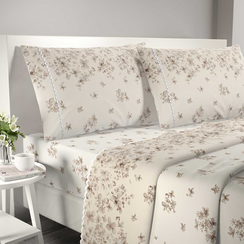 Completo letto Irge Praga smerlato fantasia Doroty beige