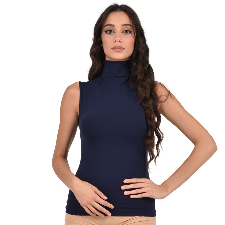 Lupetto smanicato da donna in microfibra elasticizzata 