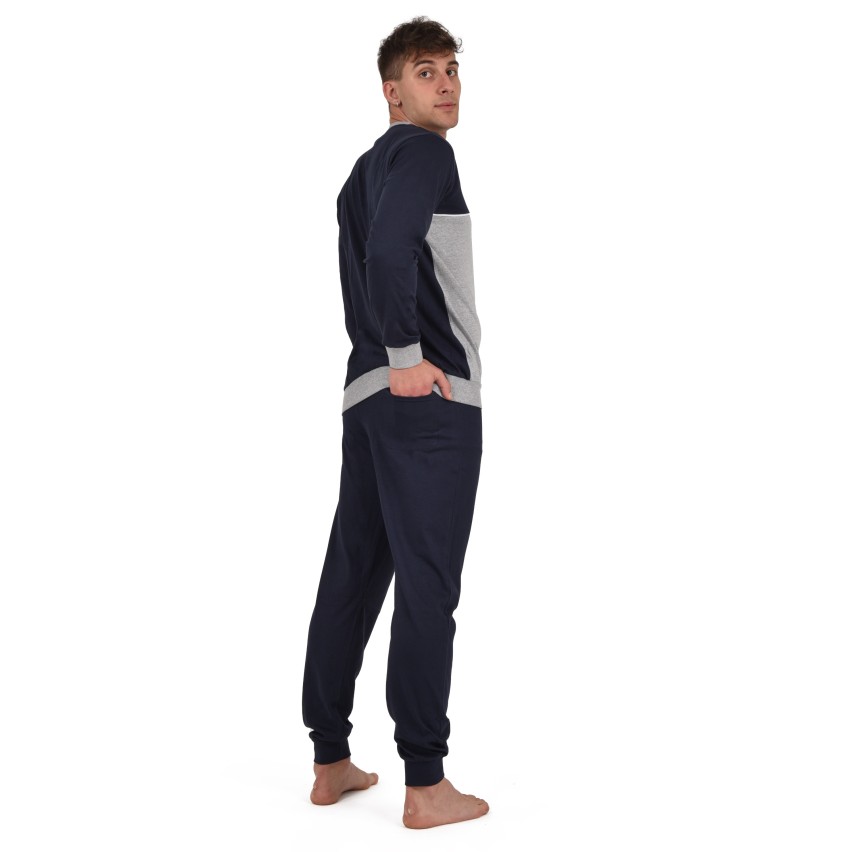 Seidensticker WEB LANG CLASSIC SET - Pigiama - navy/grigio cadetto