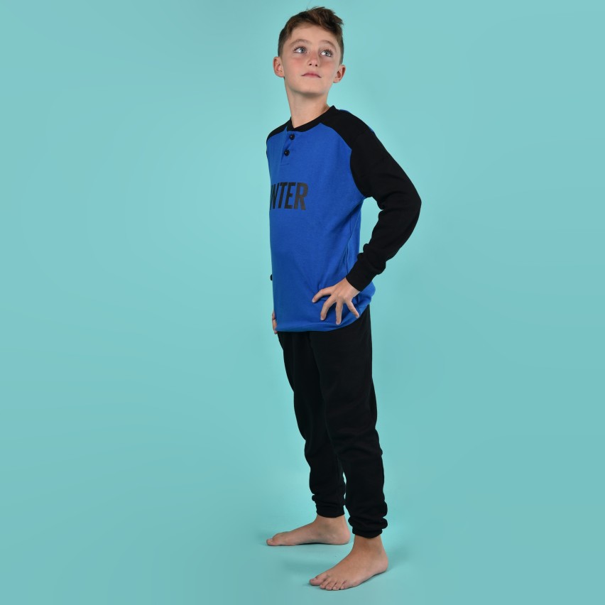 Pigiama Inter Bambino Ragazzo Neroazzurro Ufficiale - Cotone, Taglie 10-16 Anni, Con Ologramma Di Autenticità - 10