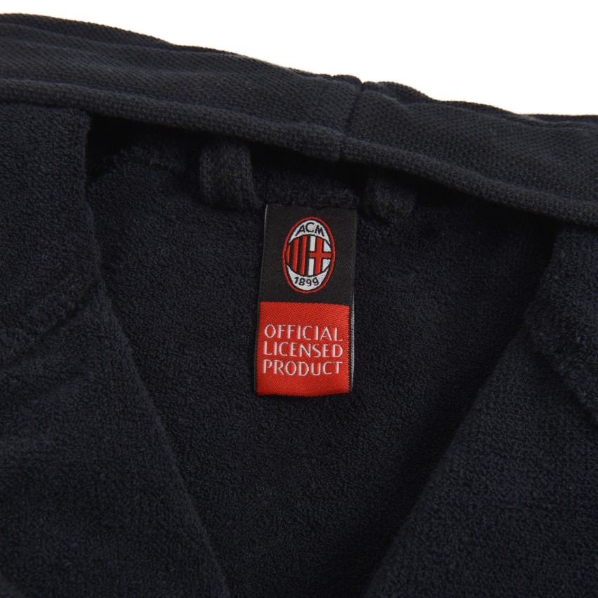 Accappatoio Premium MILAN Ufficiale in microspugna con Cappuccio e Cintura