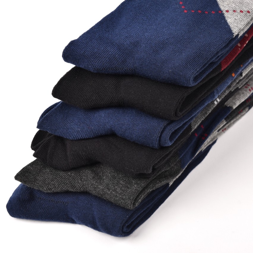 Calze uomo Meritex 150 in caldo cotone fantasia rombi 6 paia