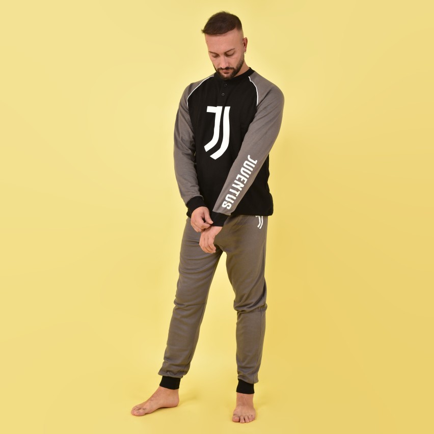 Pigiama uomo Juventus ufficiale antracite nero B2JU14131 caldo cotone