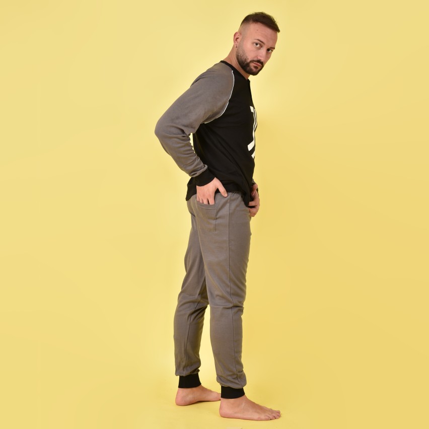 Pigiama Uomo Cotone Lungo Nero
