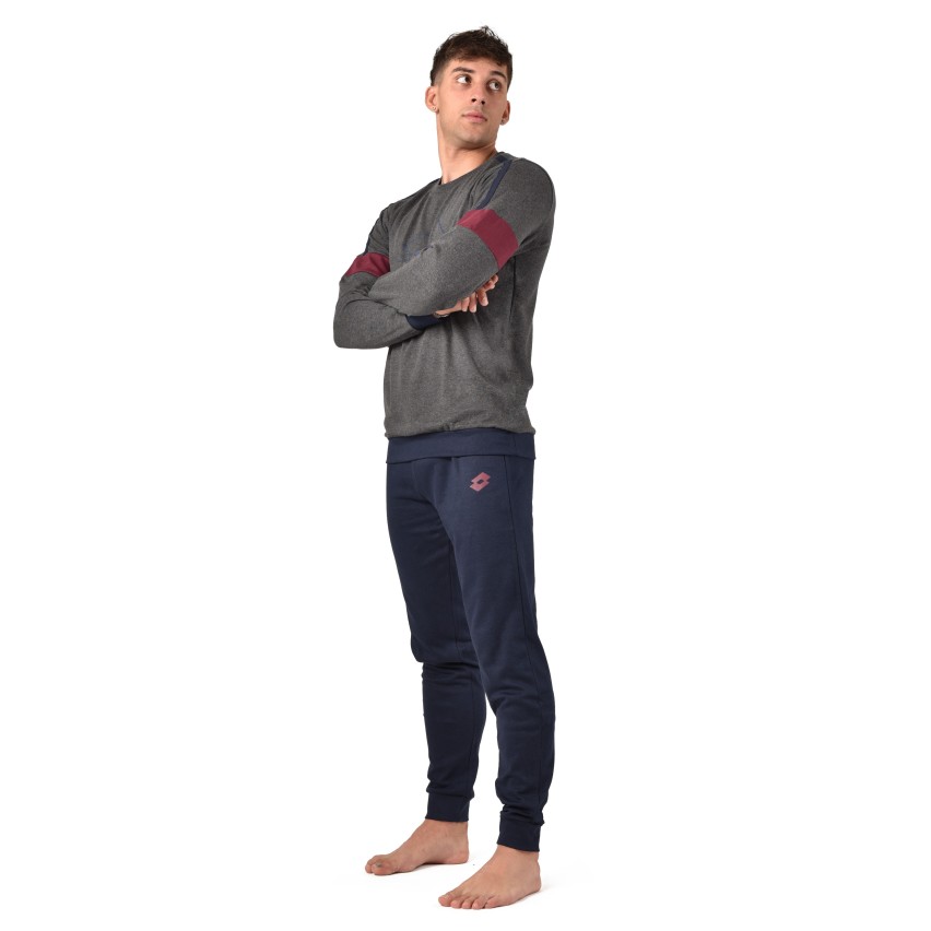 NORMANN Pigiama Uomo In Spugna Con Polsini A Righe | Modello 291 101 13 580 | Cotone Misto Taglia 58 (Blu Marino) - 2