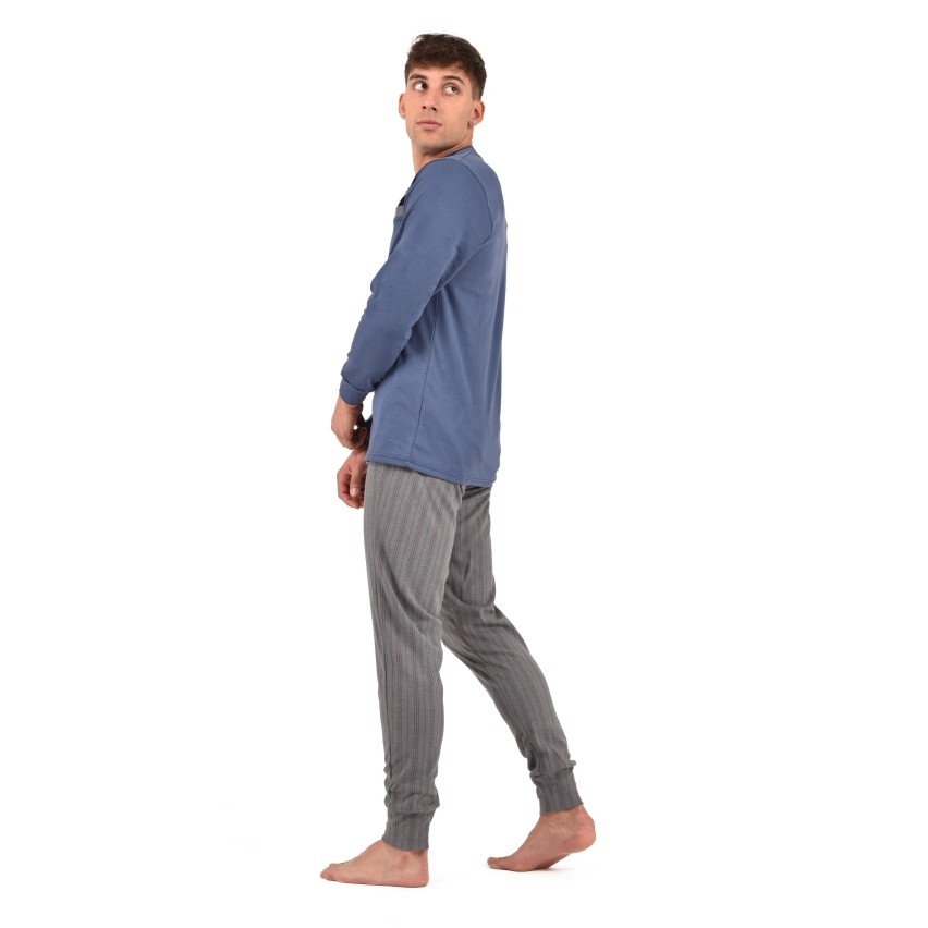 Normann Pigiama Uomo Maniche Lunghe Con Polsini - Modello Minimal EFFEKT, Disponibile In Taglie Forti, Certificato Oeko-Tex, Lavabile A 60°