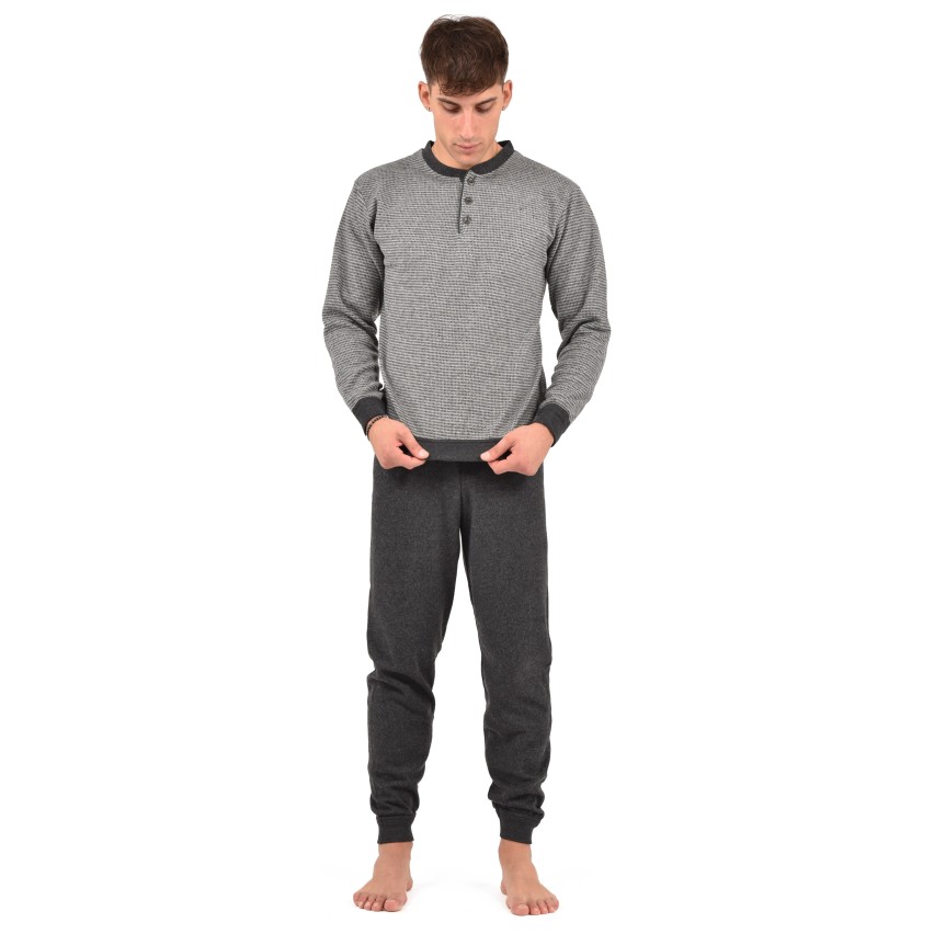 Pigiama lungo con polsini verde scuro - Modern Nightwear