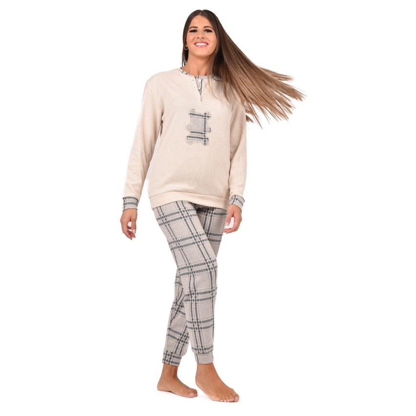 Pigiama Invernale Linclalor In Punto Milano Rosa/grigio – Taglie Forti Fino Alla 58