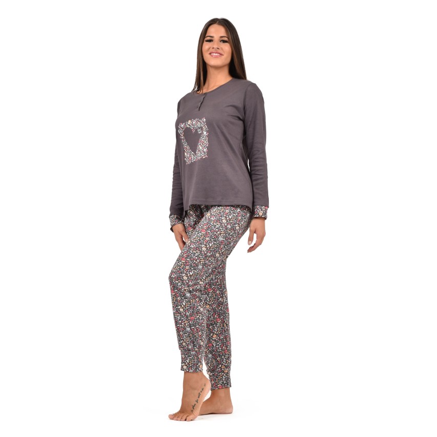 Elegante pigiama da donna in spugna con polsini in effetto a righe – 291 201 13 572, colore: azzurro, taglia 2: 36/38