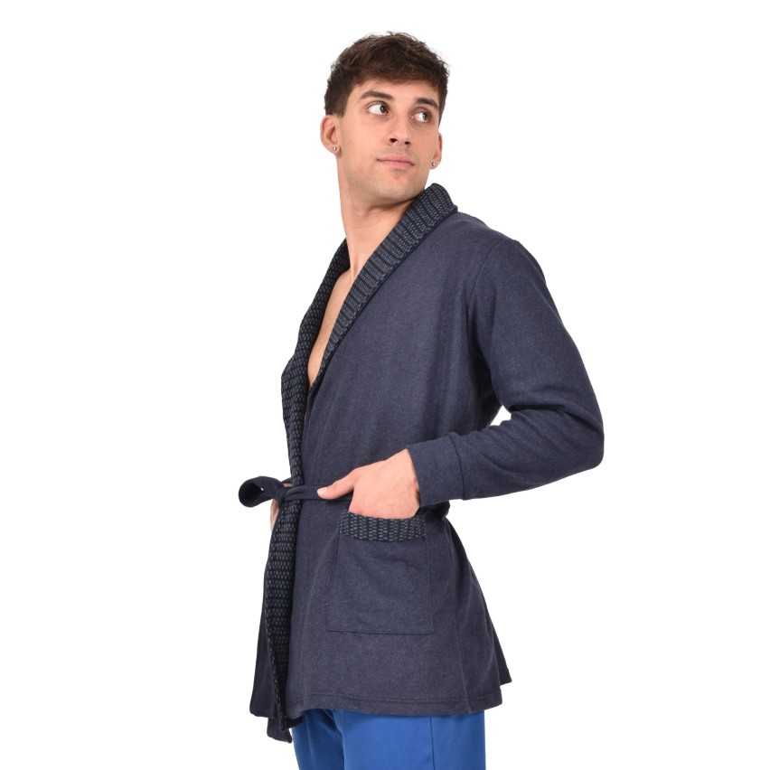 Vestaglia Uomo In Pile High Pile Morbido, Collo A Scialle Classico, Tascabile, Comoda Per Casa - Art. Valerio