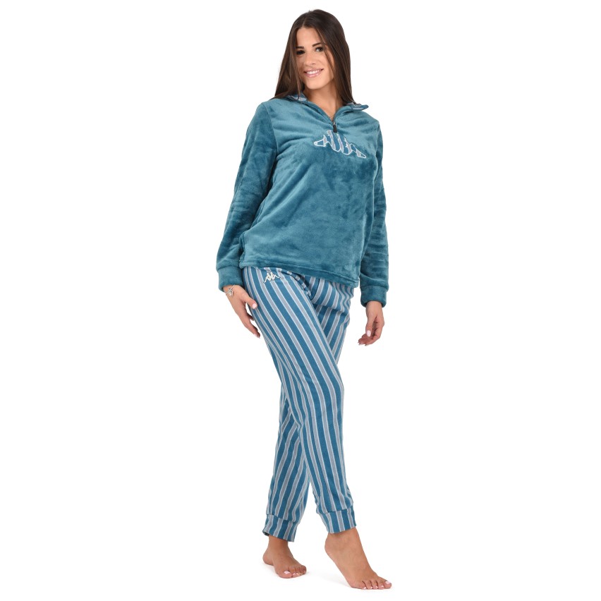 Pigiama Donna Invernale In Cotone - Maglia E Pantalone, Grigio - Foto 3