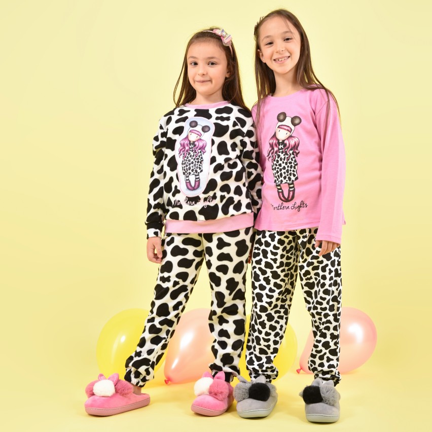 Pigiama bambina pile maculato e rosa bambolina Santoro Gorjuss 56627