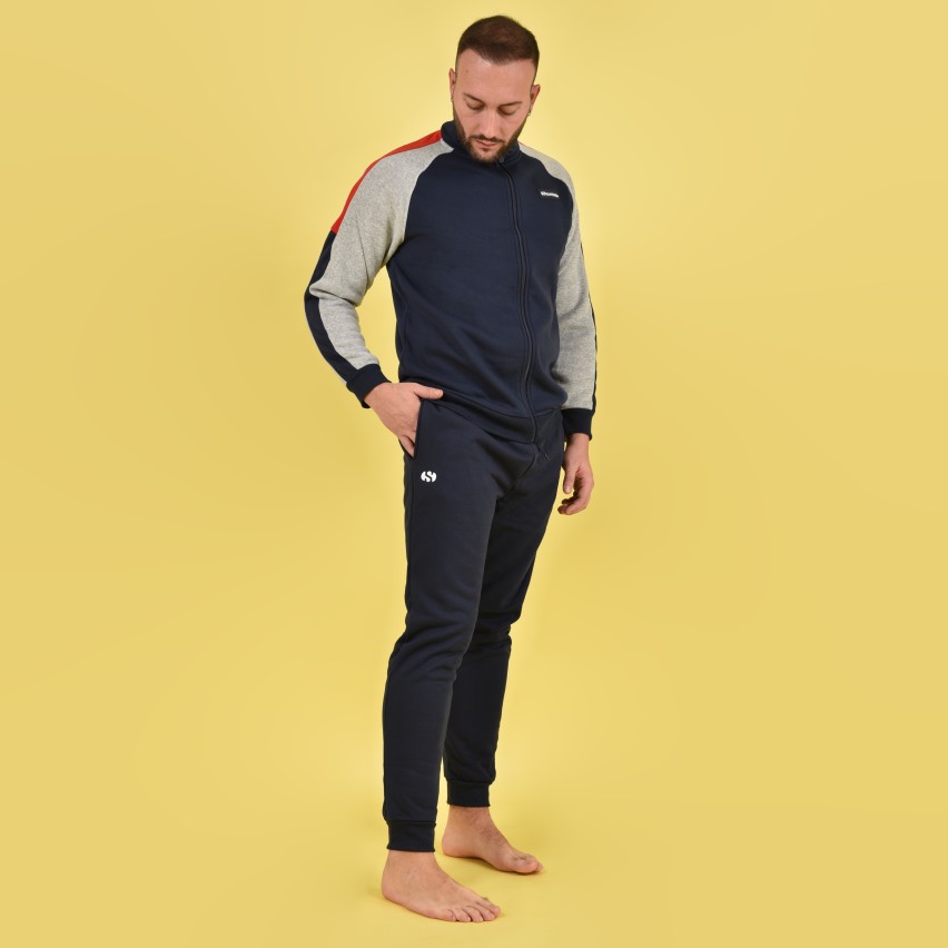Tuta Uomo Superga Felpata Full Zip Smw22311 Navy Intimorosa