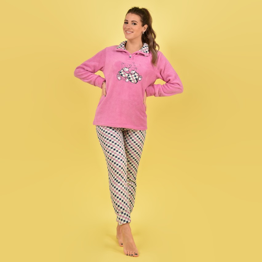 Set Pigiama Da Donna Rosa Con Corona Di Barboncino - Morbido Misto Cotone, Top Con Bottoni E Pantaloncini Con Tasche, Taglie S-XXL