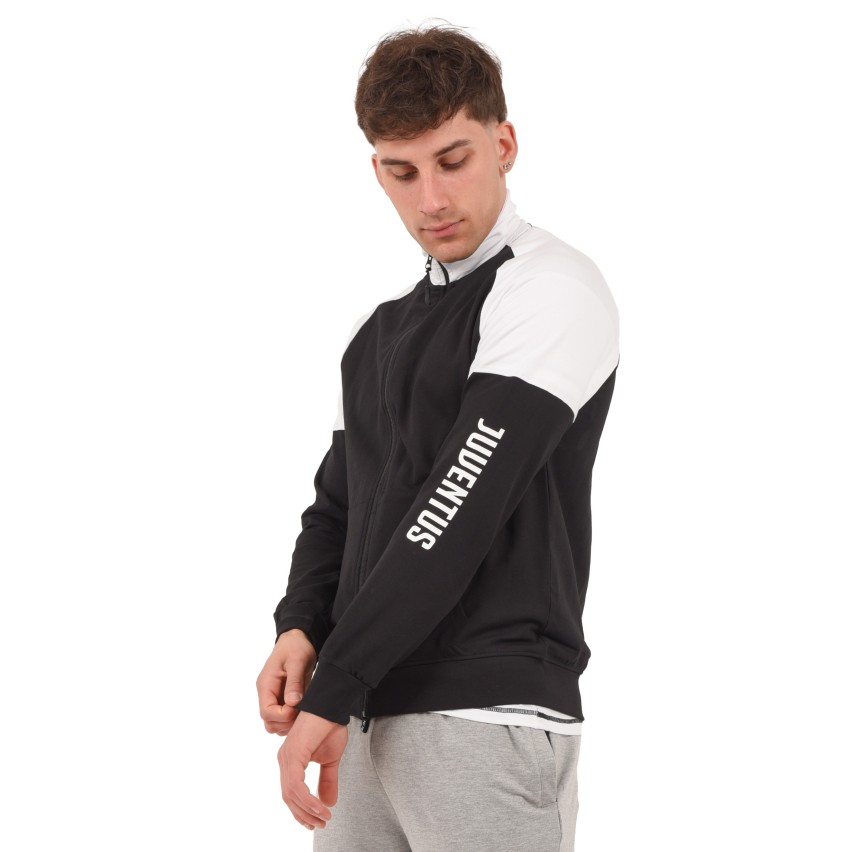 Felpa leggera aperta Ufficiale JUVENTUS 100% cotone bianco nera