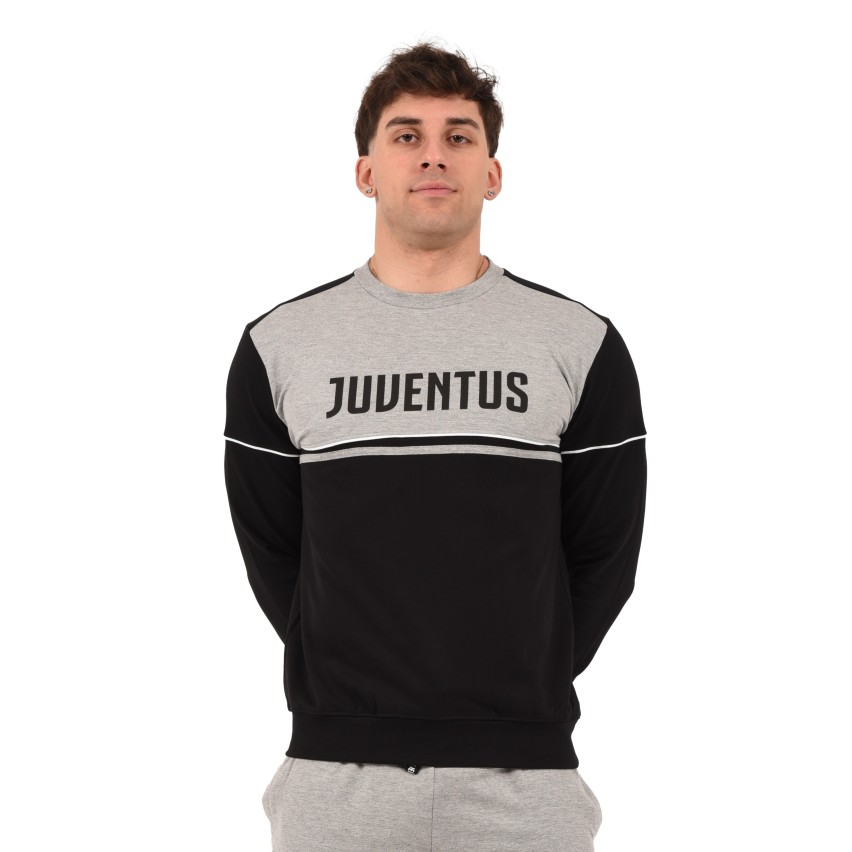Felpa girocollo leggera Ufficiale JUVENTUS 100% cotone nera