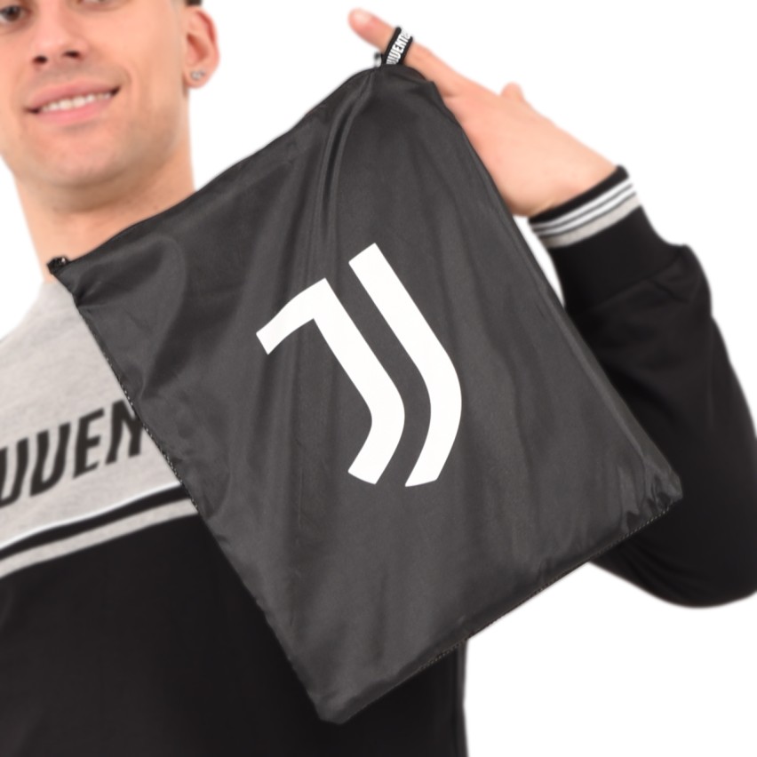 Felpa leggera aperta Ufficiale JUVENTUS 100% cotone bianco nera