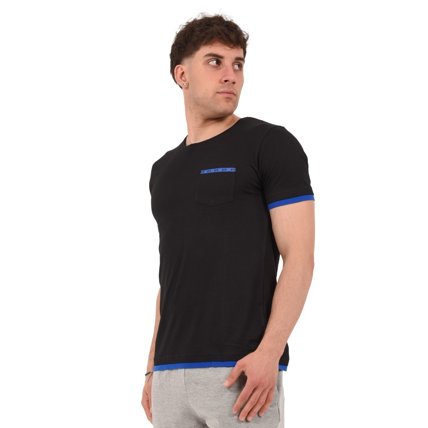 T-shirt maglia uomo girocollo 100% cotone ufficiale INTER con taschino