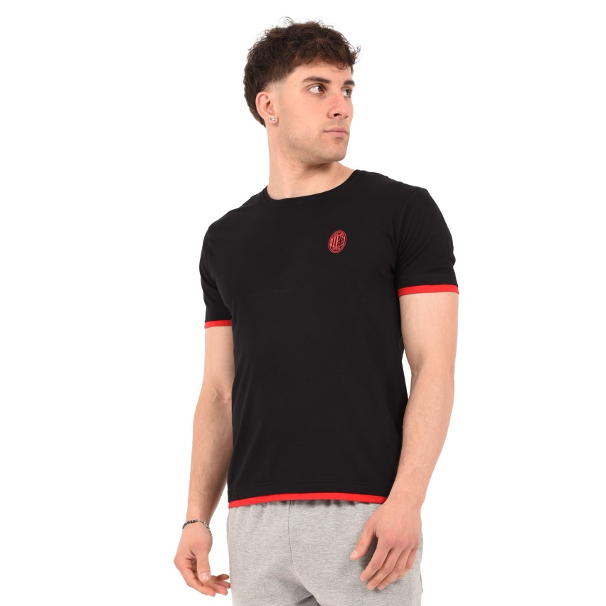 T-shirt maglia uomo girocollo 100% cotone ufficiale MILAN nera
