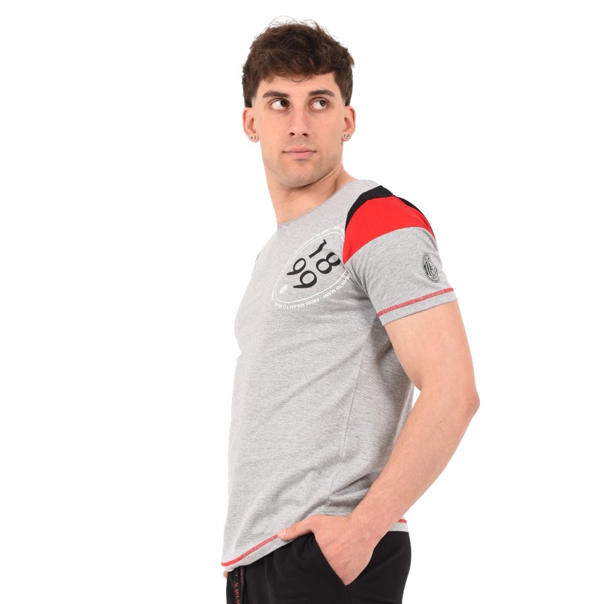 T-shirt maglia uomo girocollo 100% cotone ufficiale MILAN grigio melange