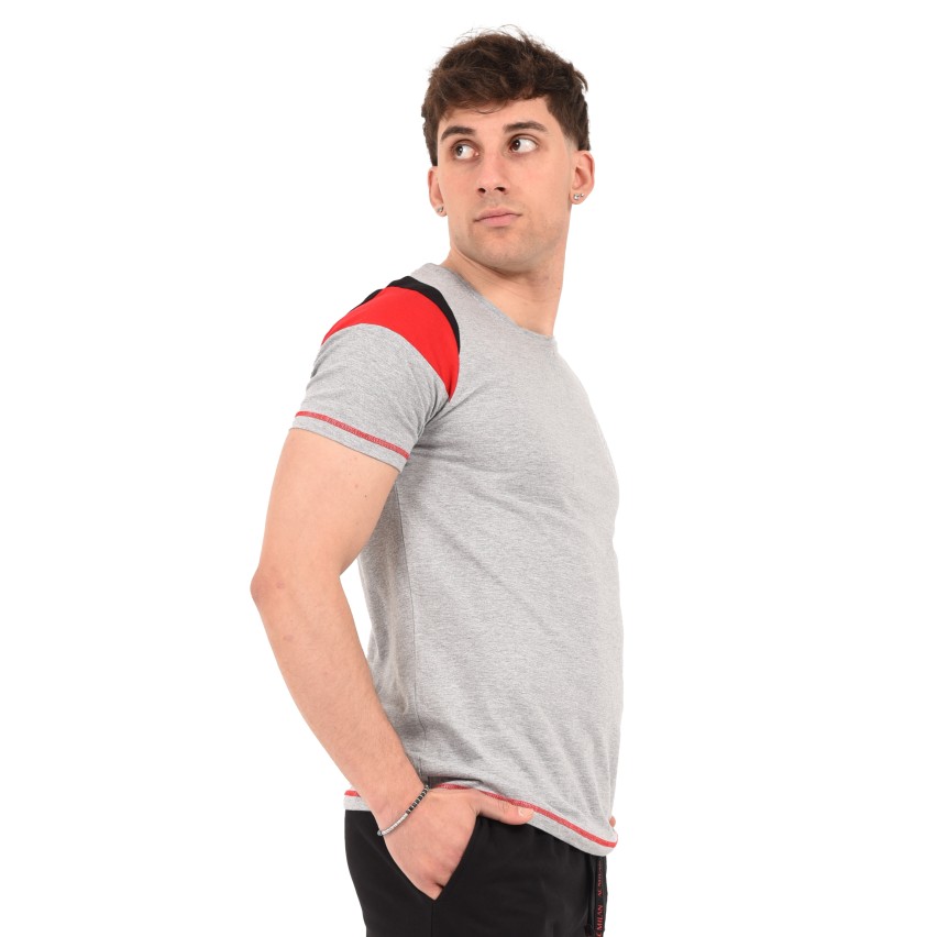 T-shirt maglia uomo girocollo 100% cotone ufficiale MILAN grigio melange