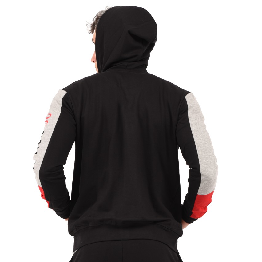 Felpa leggera con cappuccio Ufficiale AC MILAN cotone nero, grigio melange