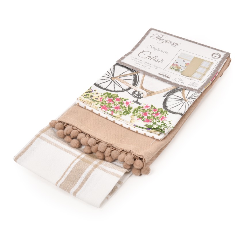 Strofinacci da cucina cotone Preziosa Calisè 3 pezzi-E