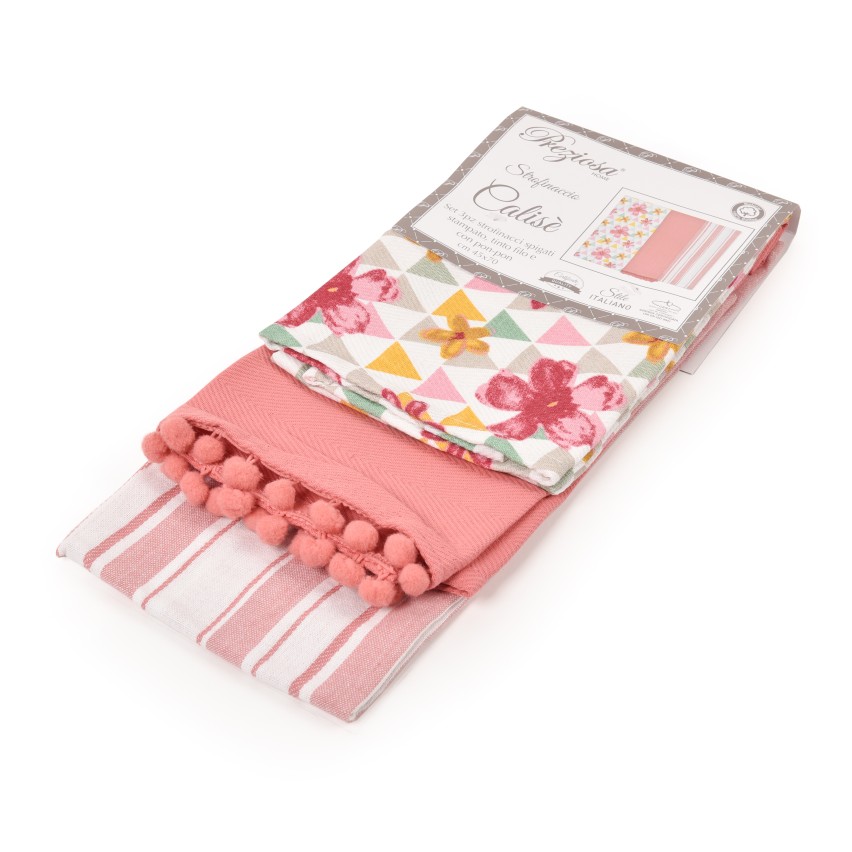 Strofinacci da cucina cotone Preziosa Calisè 3 pezzi-D