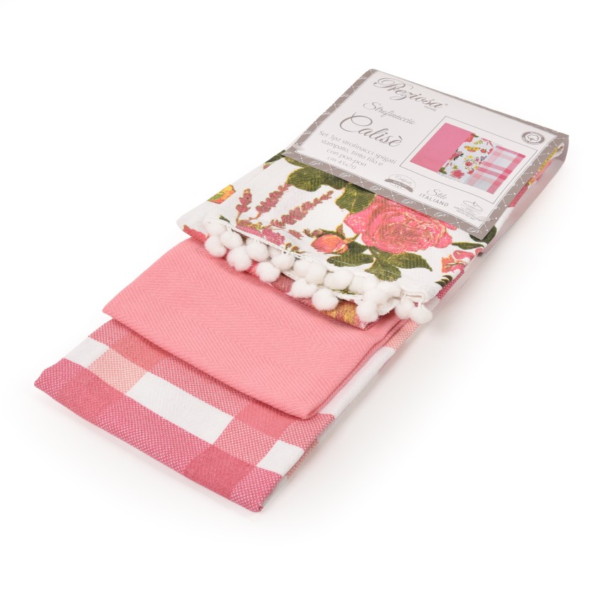 Strofinacci da cucina cotone Preziosa Calisè S06 3 pezzi-A