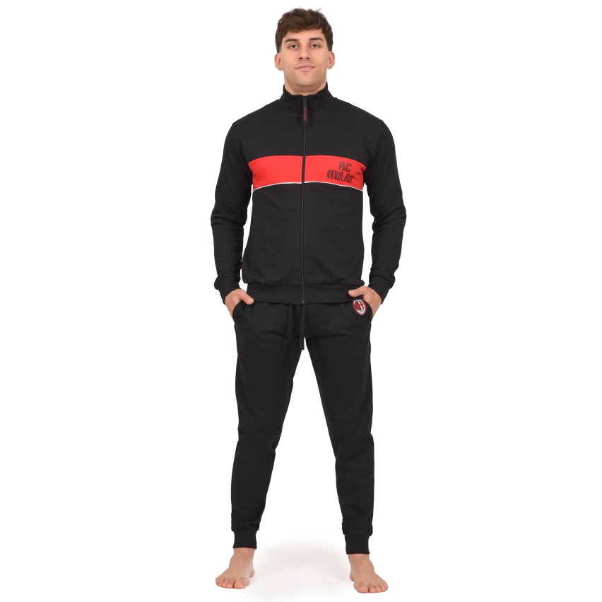 Tuta uomo Milan in cotone leggero rosso nero F10 2025
