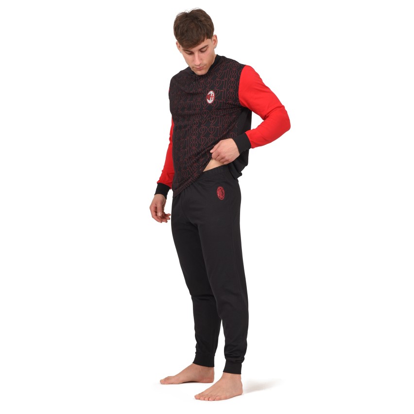Pigiama uomo Milan in cotone leggero rosso nero PIGM 2010