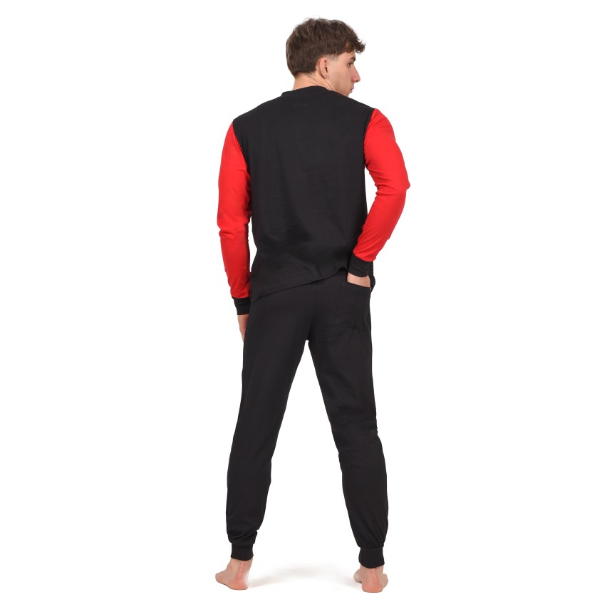 Pigiama uomo Milan in cotone leggero rosso nero PIGM 2010