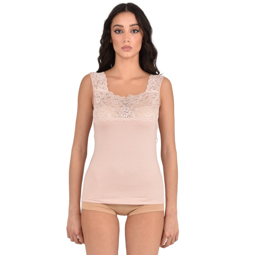 Canotta donna fronte e retro pizzo elasticizzata Risveglia i sensi 980