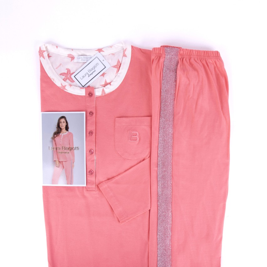 Pigiama Bambina SABOR In Cotone - Manica Lunga Rosa Chiaro 3-4 Anni