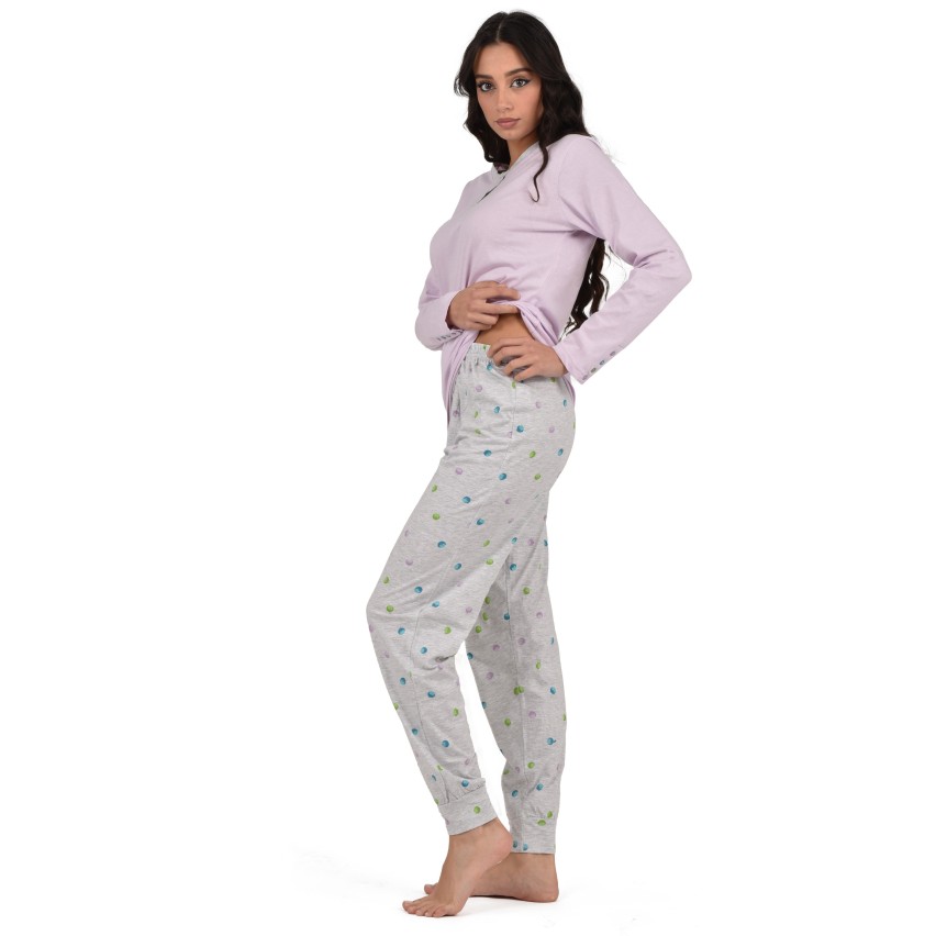 Pigiama lungo Diana in viscosa verde a camicia – Tramas