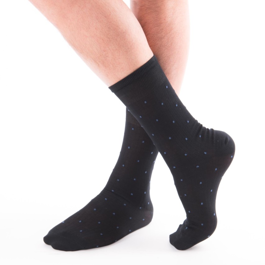 Calze uomo corte Enrico Coveri deluxe 60 in cotone nero rettangolini avio 