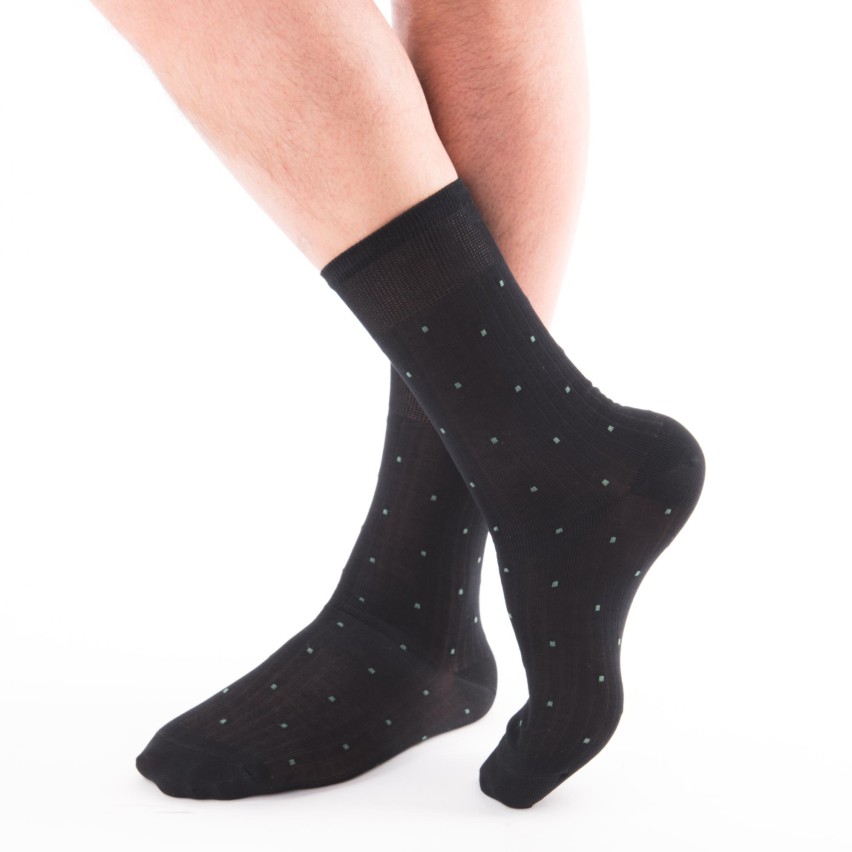 Calze uomo corte Enrico Coveri deluxe 60 cotone nero rettangoli verdi