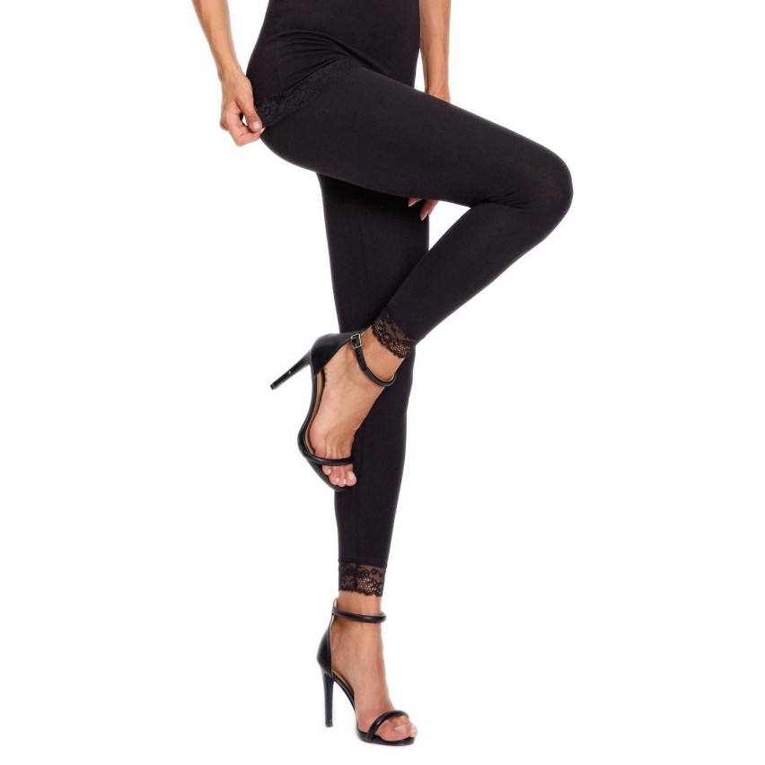 LEGGINGS IN MAGLIA CON PIZZO - Beige Chiaro | Italia / Italy - Foto 4