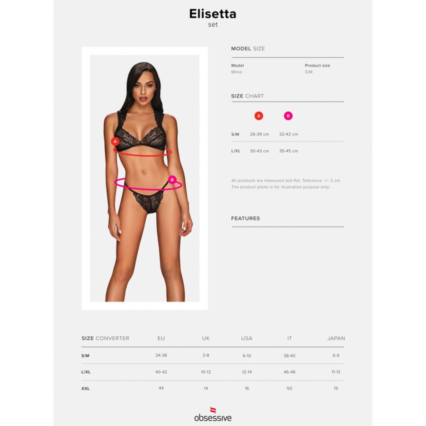 Sexy set bralette e panties Obsessive Elisetta pizzo 2 pz.