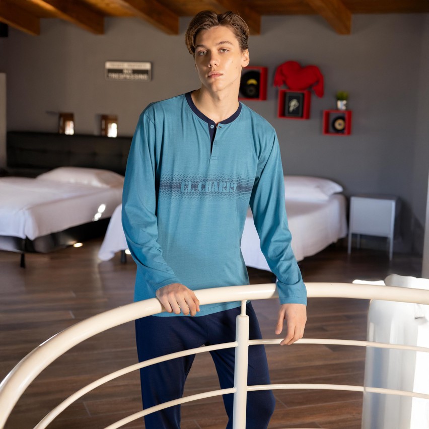 Pigiama uomo 100% cotone jersey logo pixellato El Charro ELP/05