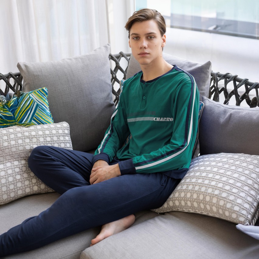 Pigiama uomo 100% cotone scollo serfaino El Charro ELP/08