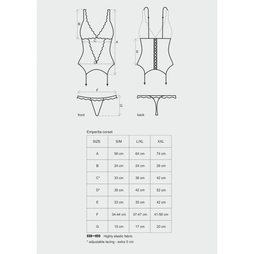 Obsessive Completo Intimo Reggicalze E Tanga In Pizzo | Elastico E Regolabile | Chiusura A Clip